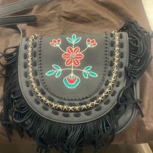 Wrangler fringe floral embroidered cross body